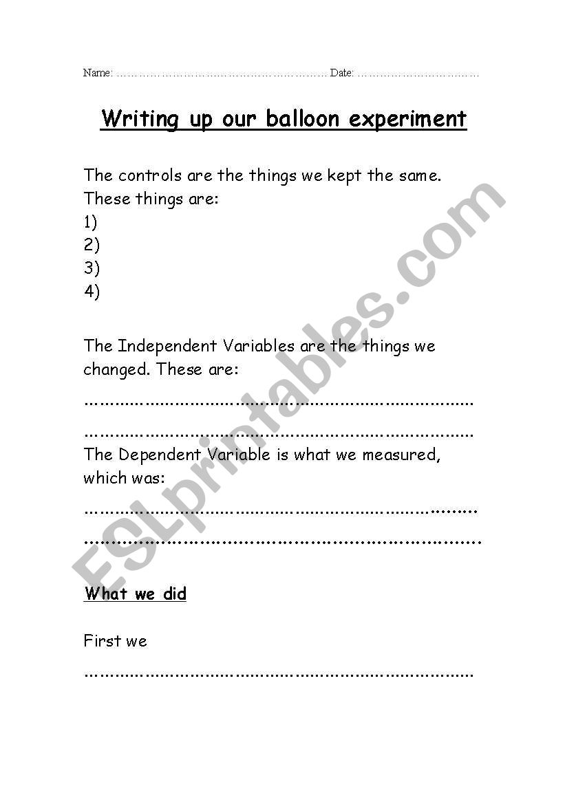 Writing up our experiment writing frame  for year 5