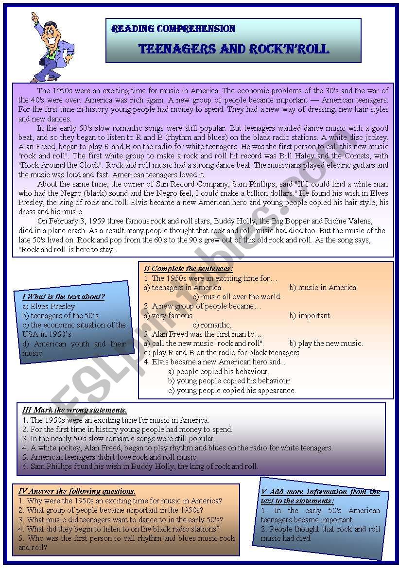 Teenagers and Rock´n´Roll worksheet