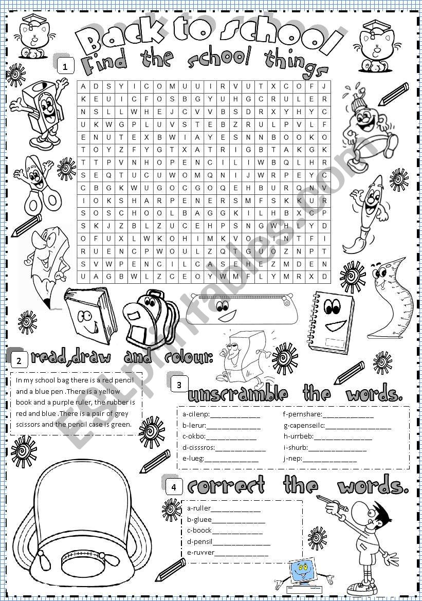 back to school worksheet