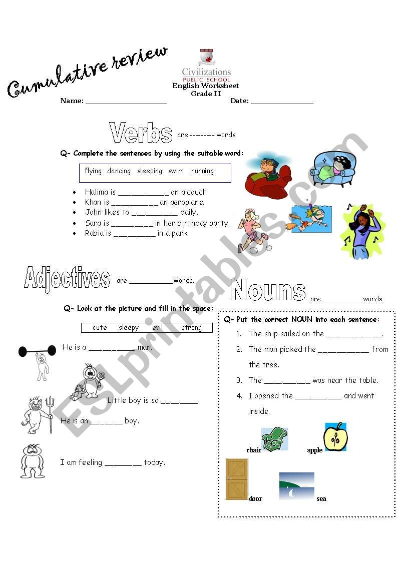 cumulative review(verb/adj/noun)