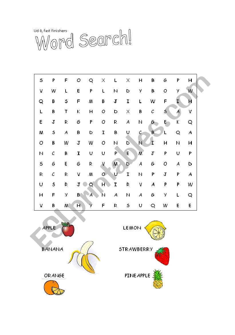 Wordsearch worksheet