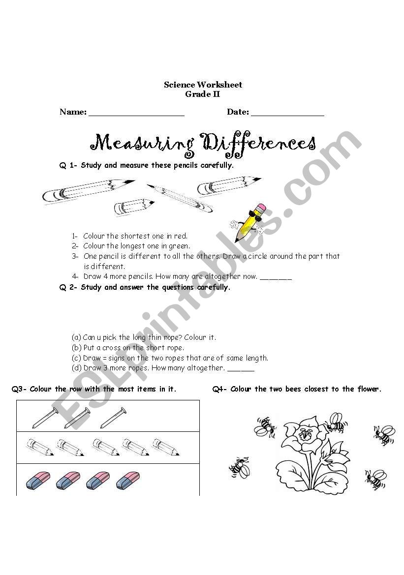 measuring differences worksheet