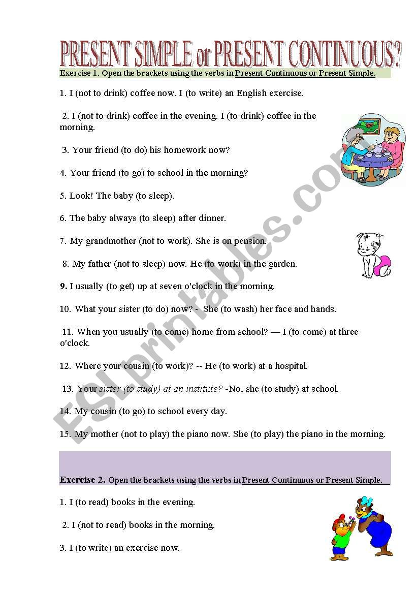 PRESENT SIMPLE or CONTINUOUS worksheet