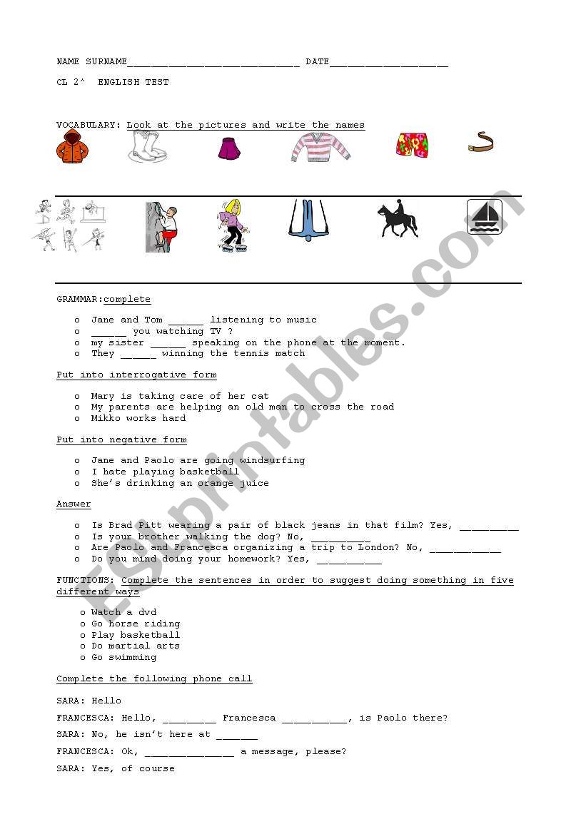 present continuous worksheet