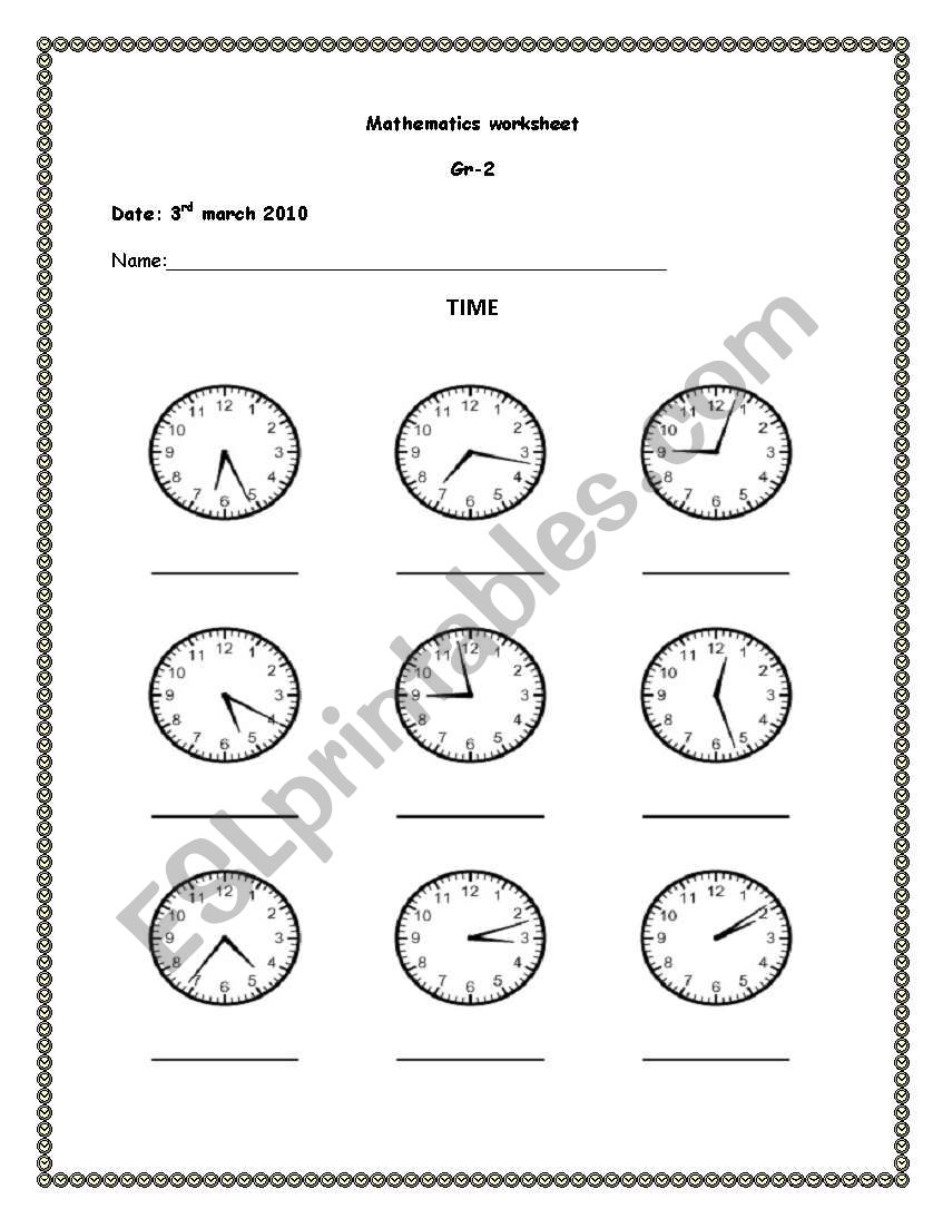 tell the time worksheet