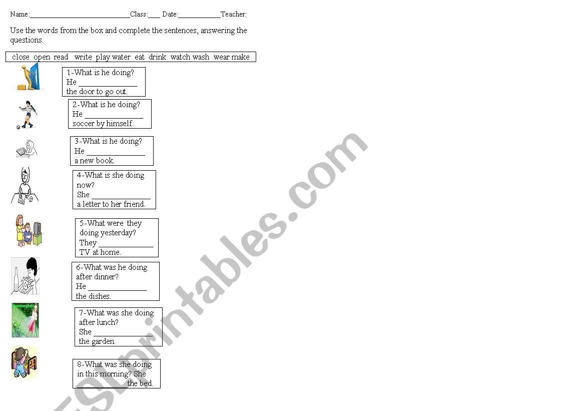  Actions worksheet