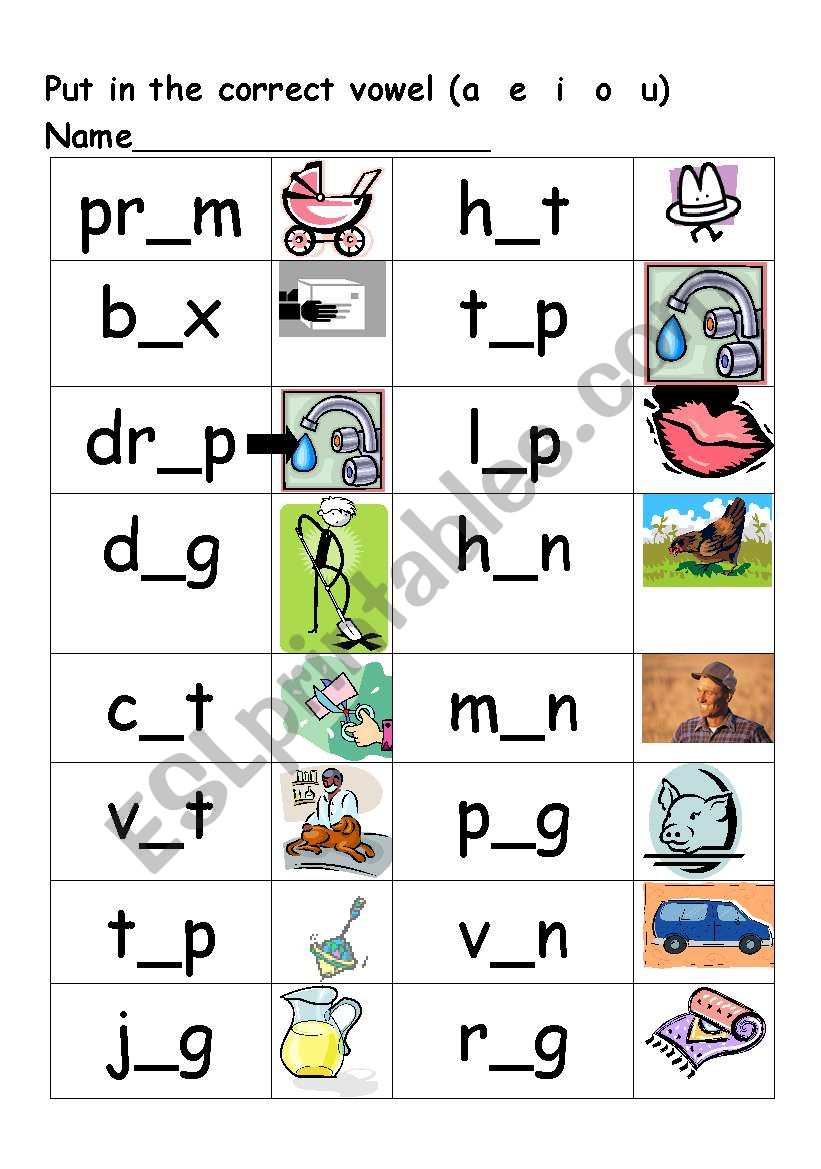 Short vowel sound worksheet