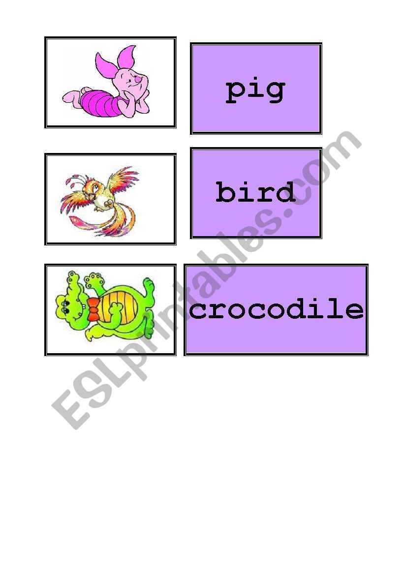 memory card - animals,  worksheet