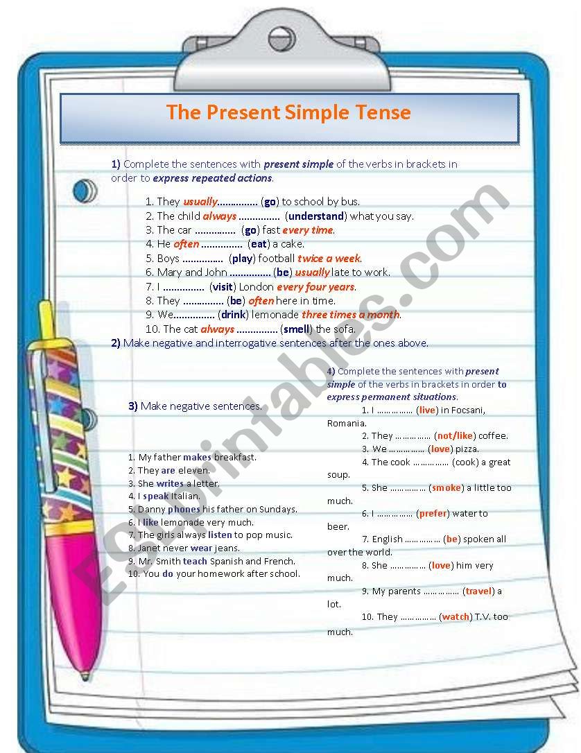 Present Simple Tense - Exercises