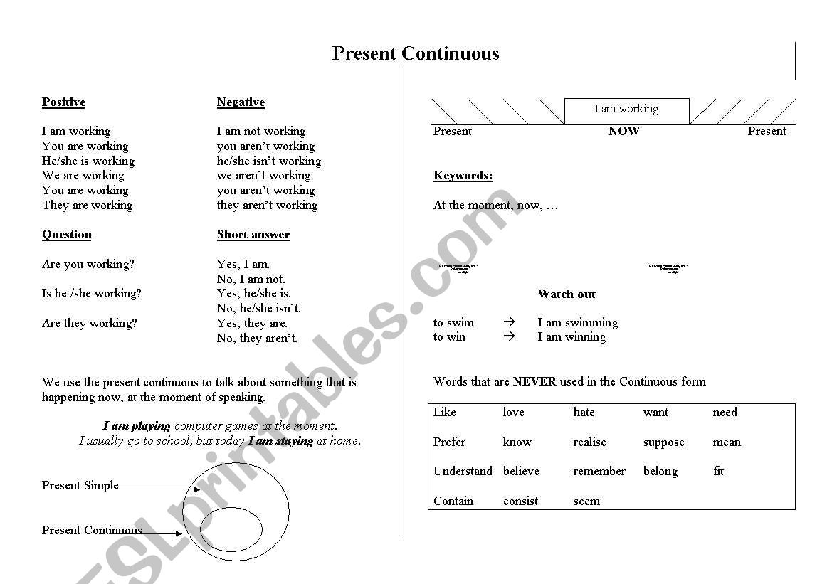 Present Continuous worksheet