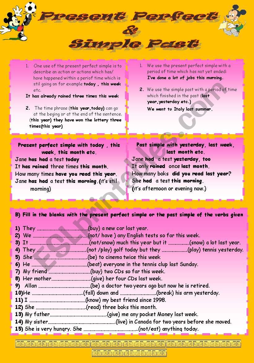 Present Perfect & Simple Past worksheet