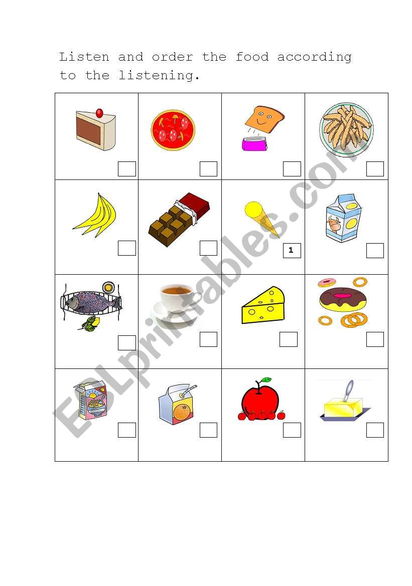 LISTENING FOOD worksheet