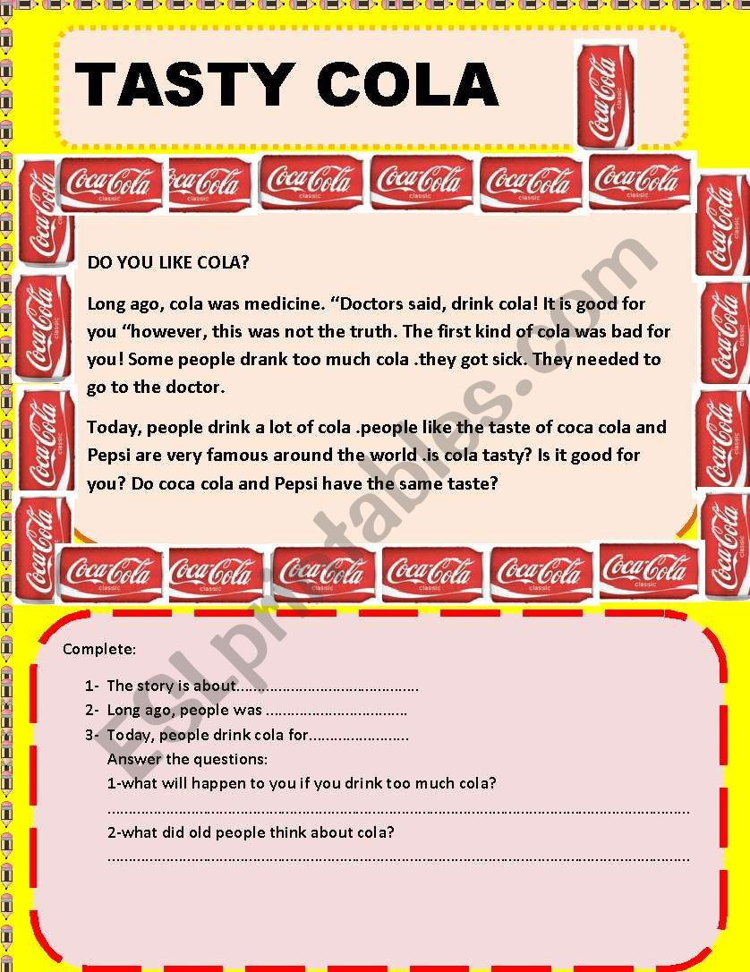 coca cola worksheet