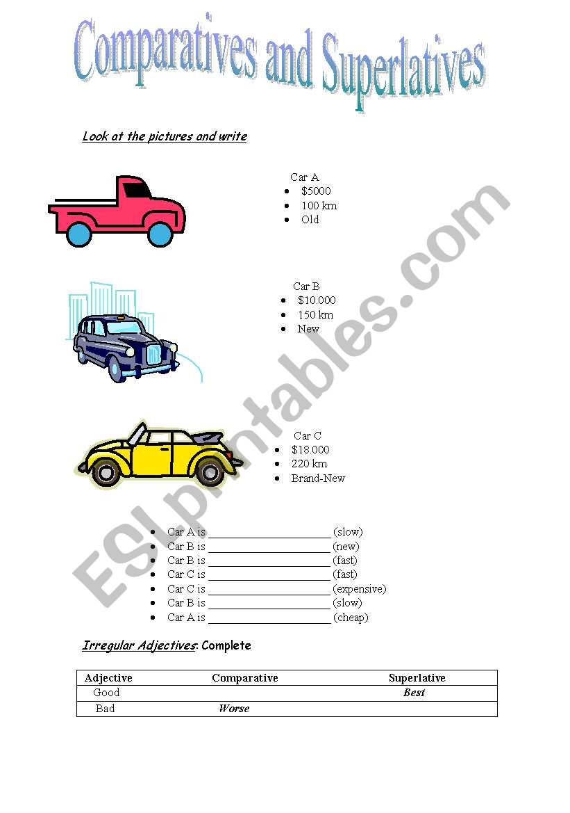 Comparatives and Superlatives worksheet