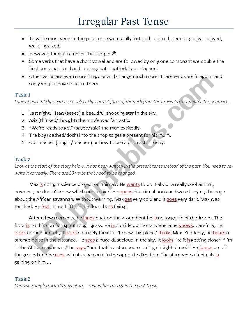 Irregular Past Tense worksheet