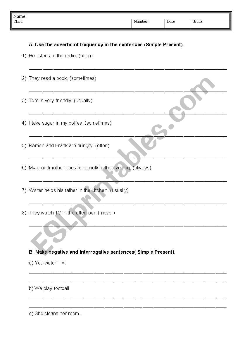 Simple Present Exercises worksheet