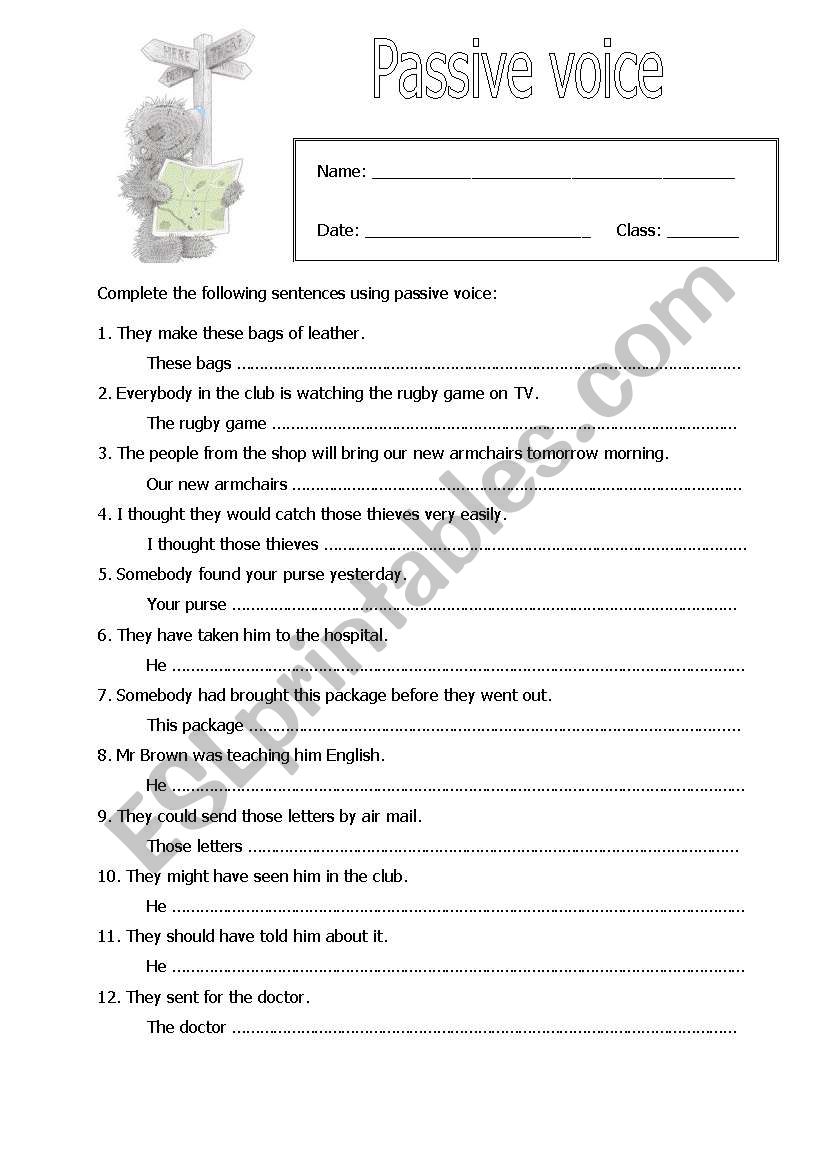 Passive voice worksheet