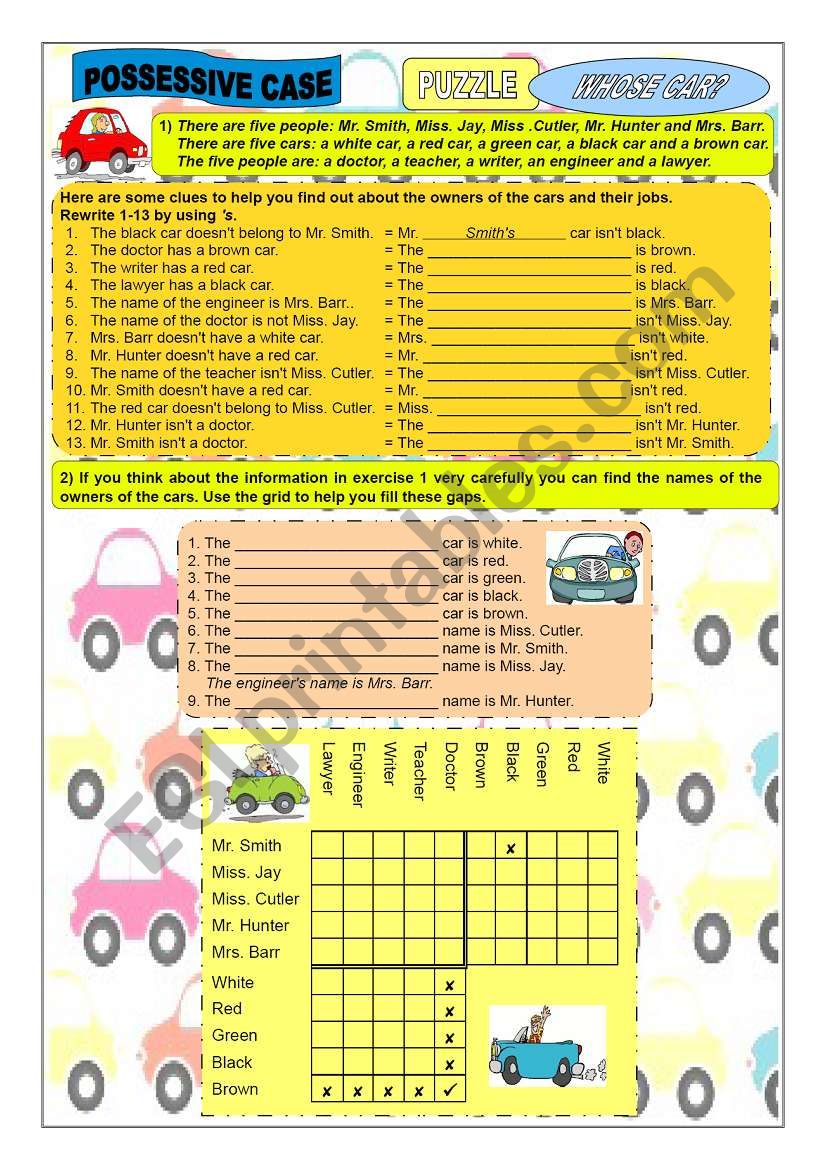 PUZZLE: WHOSE CAR? - Possessive Case