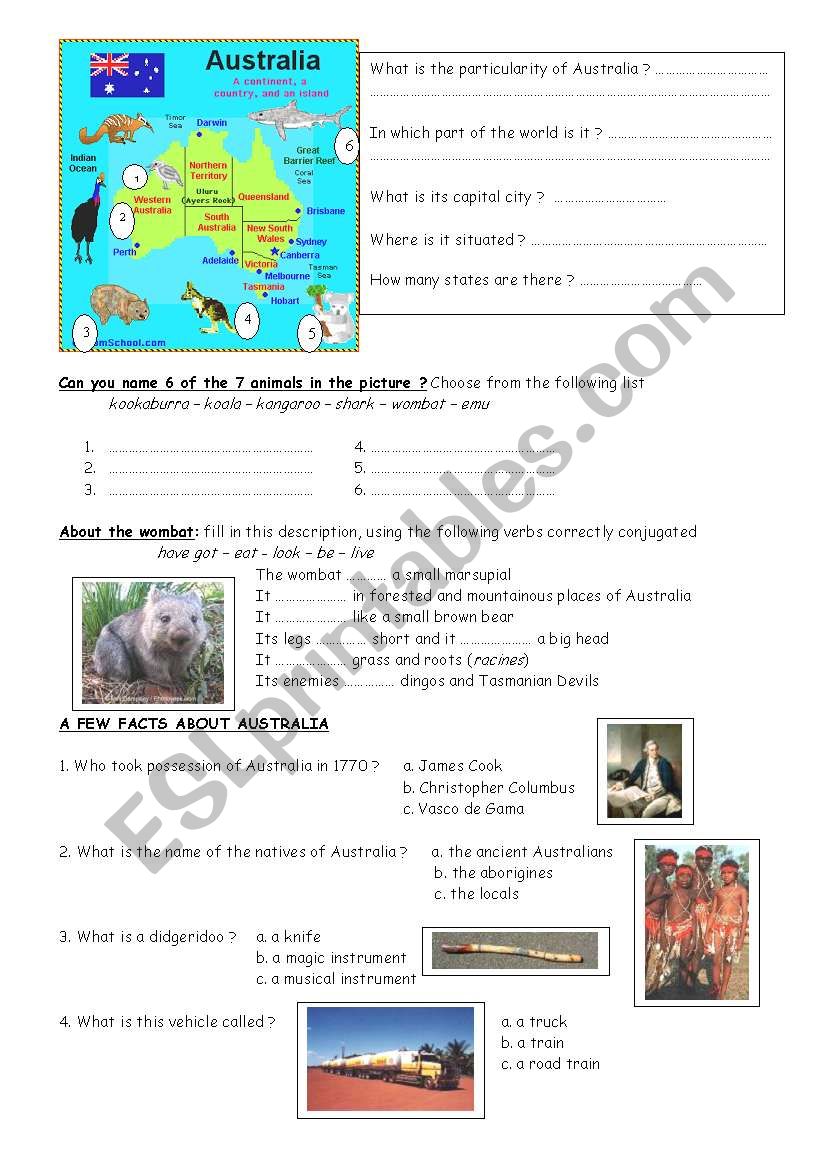 AUSTRALIA worksheet