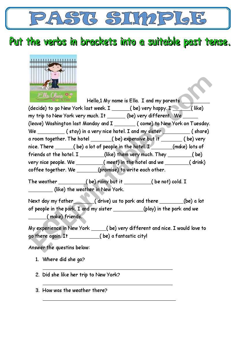 Past Simple with a reading and with comprehension questions