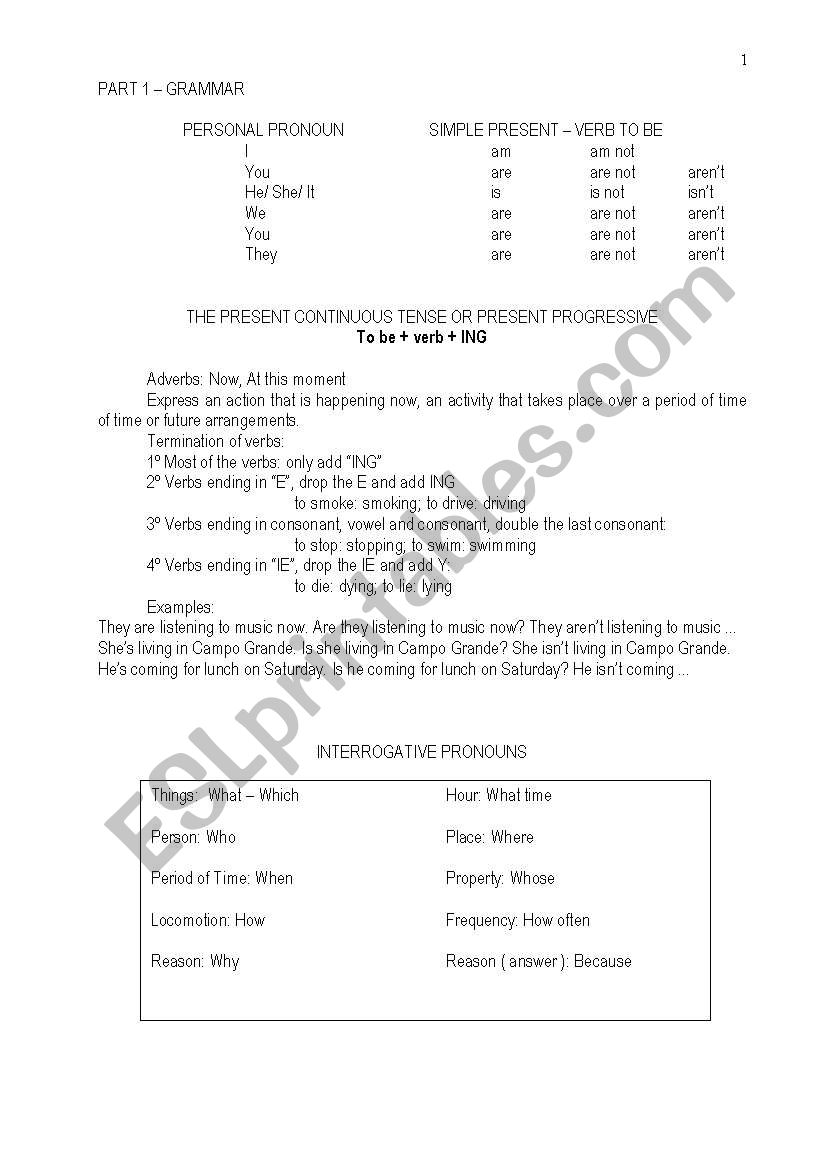 Verb to be Class worksheet