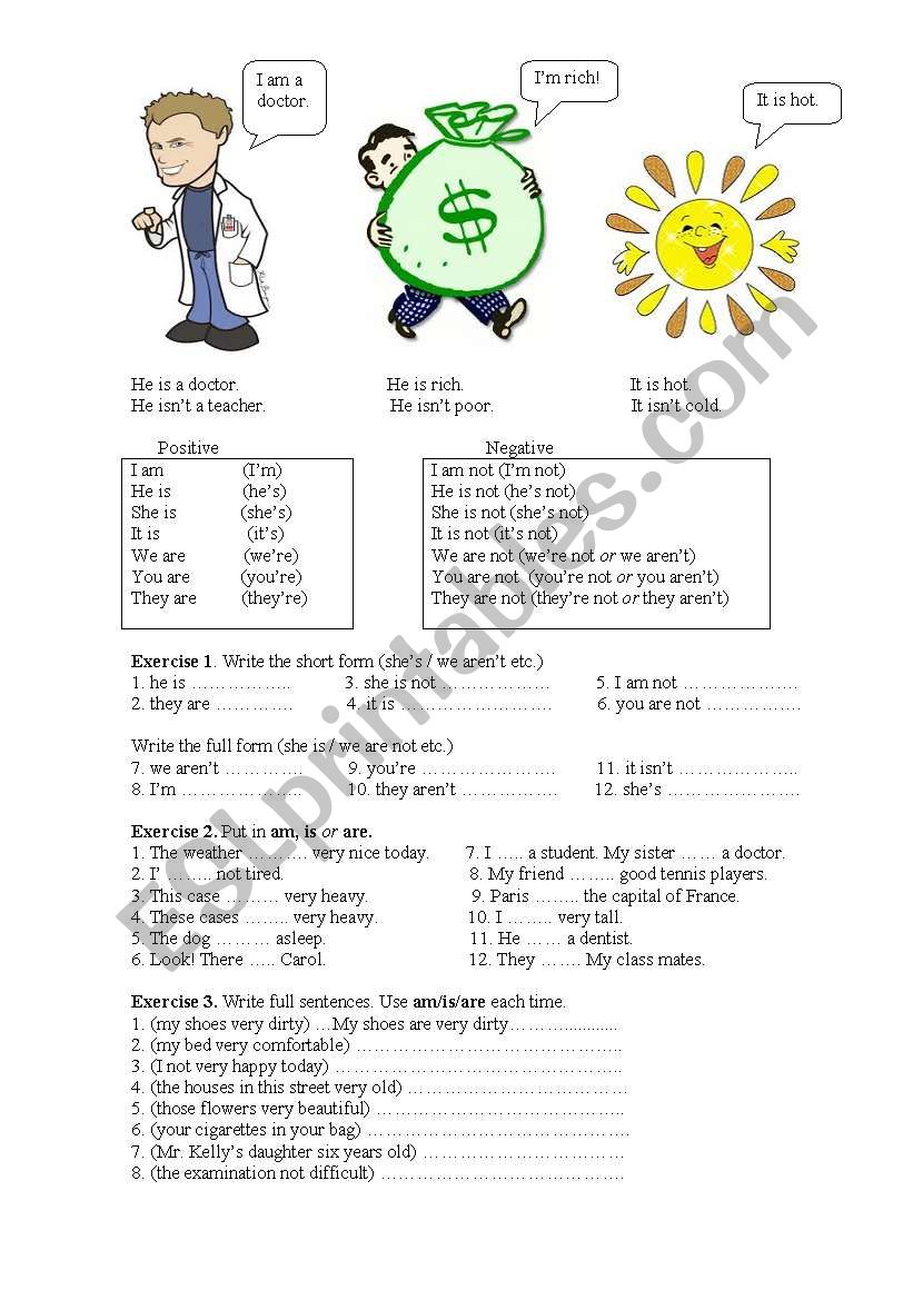 am/is /are worksheet