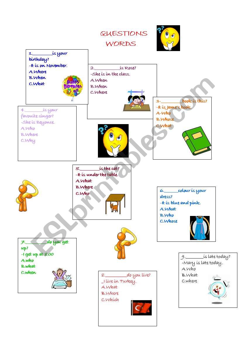 Questions words worksheet