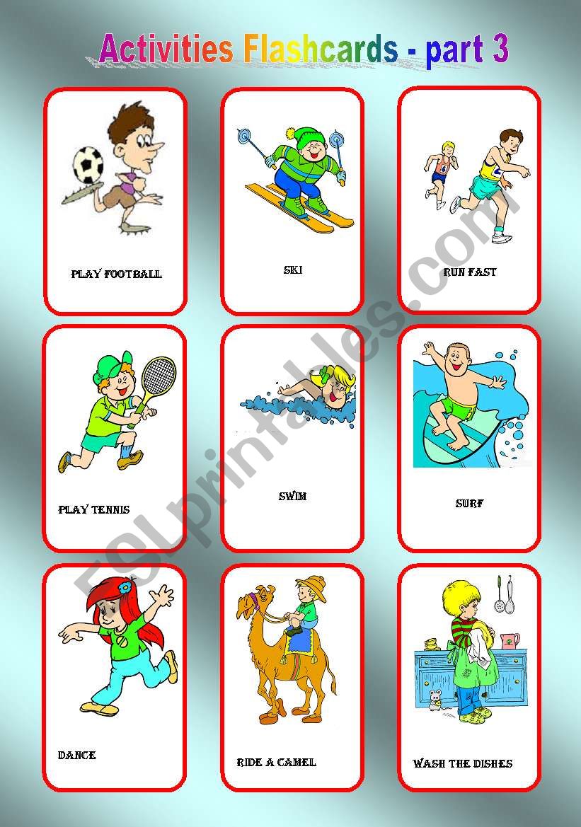 Activities Flashcards part 3 worksheet