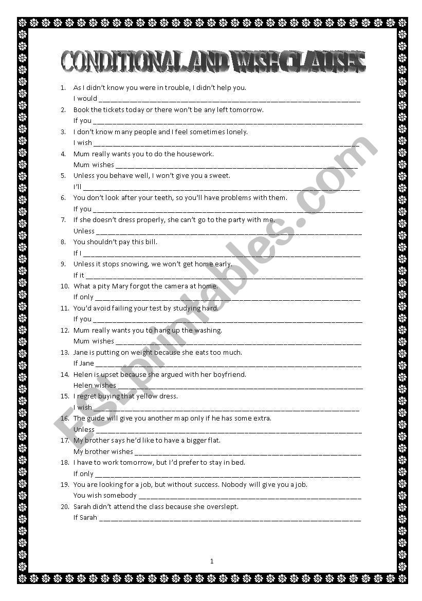 CONDITIONAL AND WISH CLAUSES - KEY INCLUDED