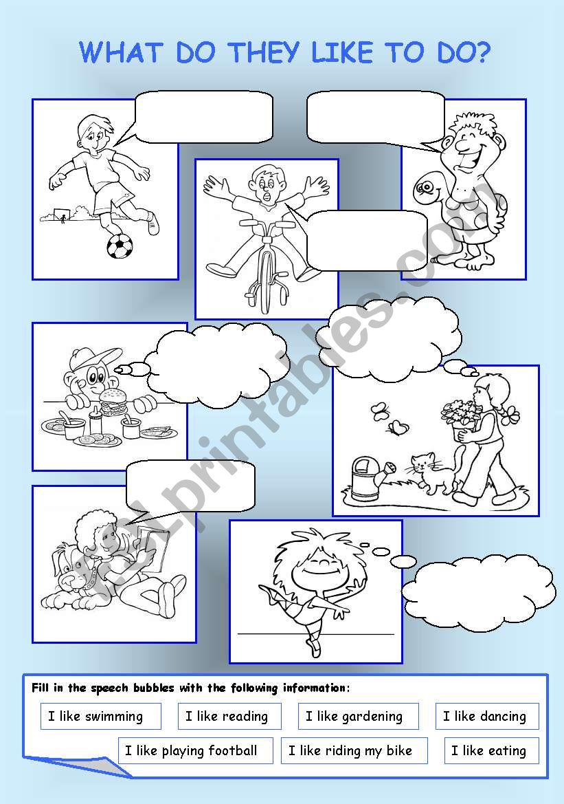 Hobbies worksheet