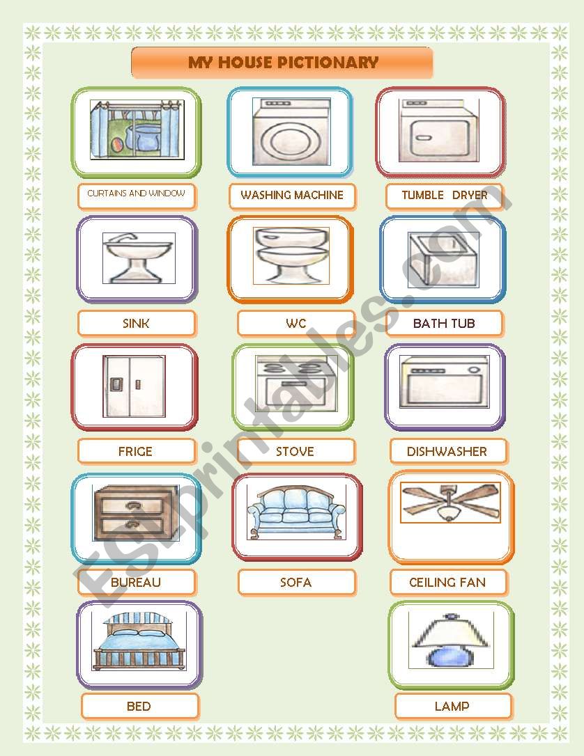 MY HOUSE PICTIONARY worksheet