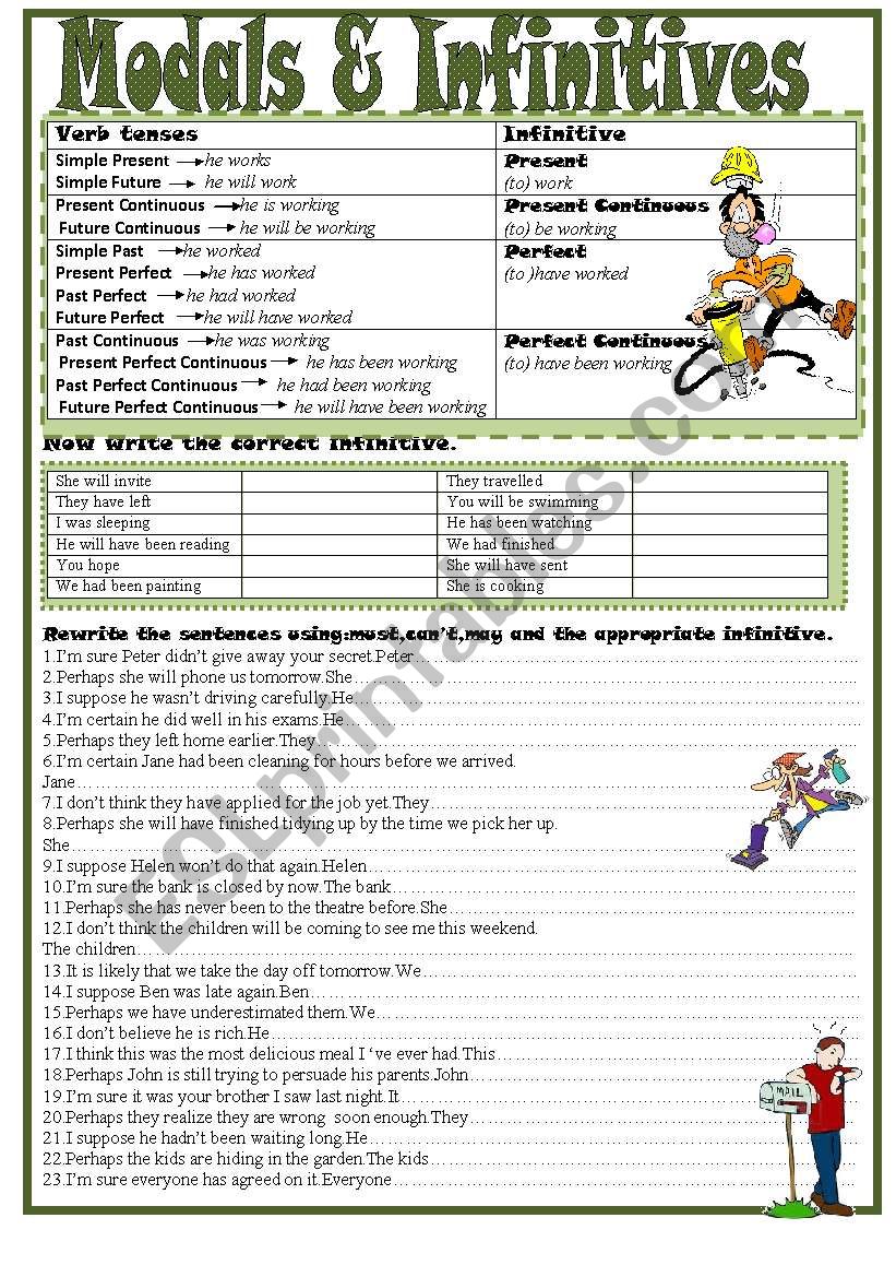 Modals & Infinitives worksheet
