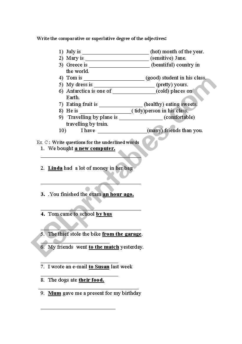 test on comparisons and s.past