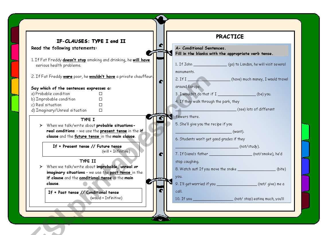 If clauses Type I and II worksheet