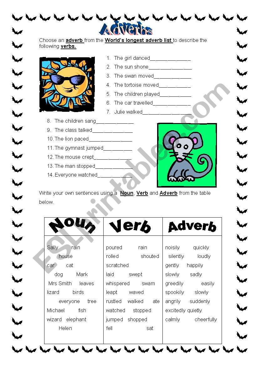 Adverbs worksheet