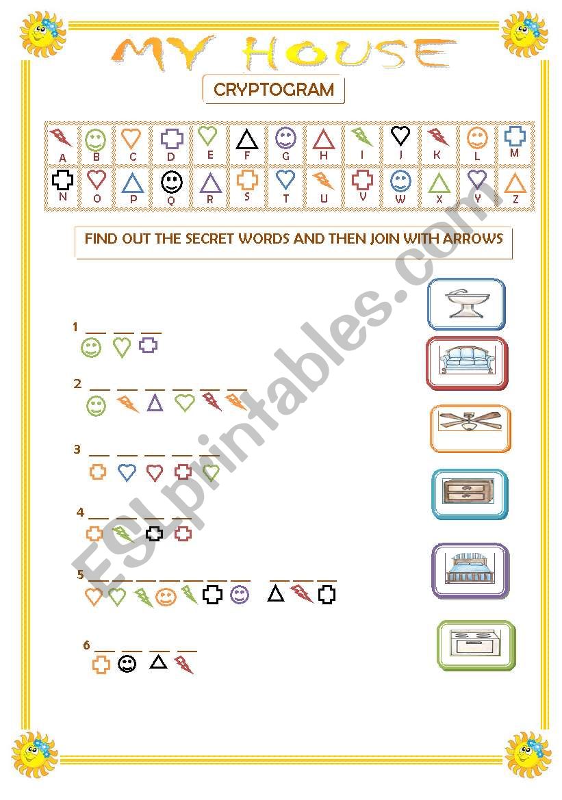 MY HOUSE CRYPTOGRAM worksheet