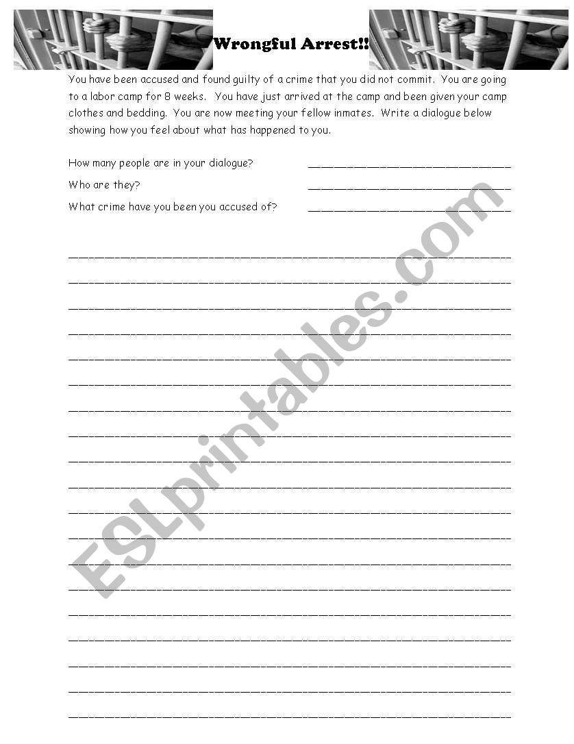 Wrongful Arrest worksheet