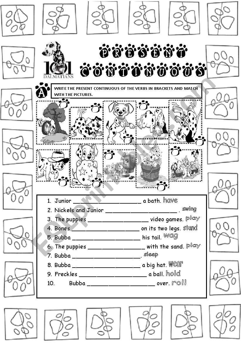 TENSES - PRESENT CONTINUOUS WITH 101 DALMATIANS