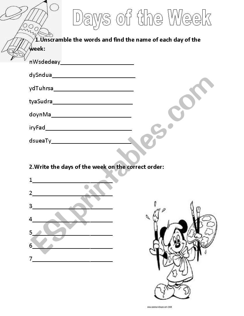 Days of the Week worksheet