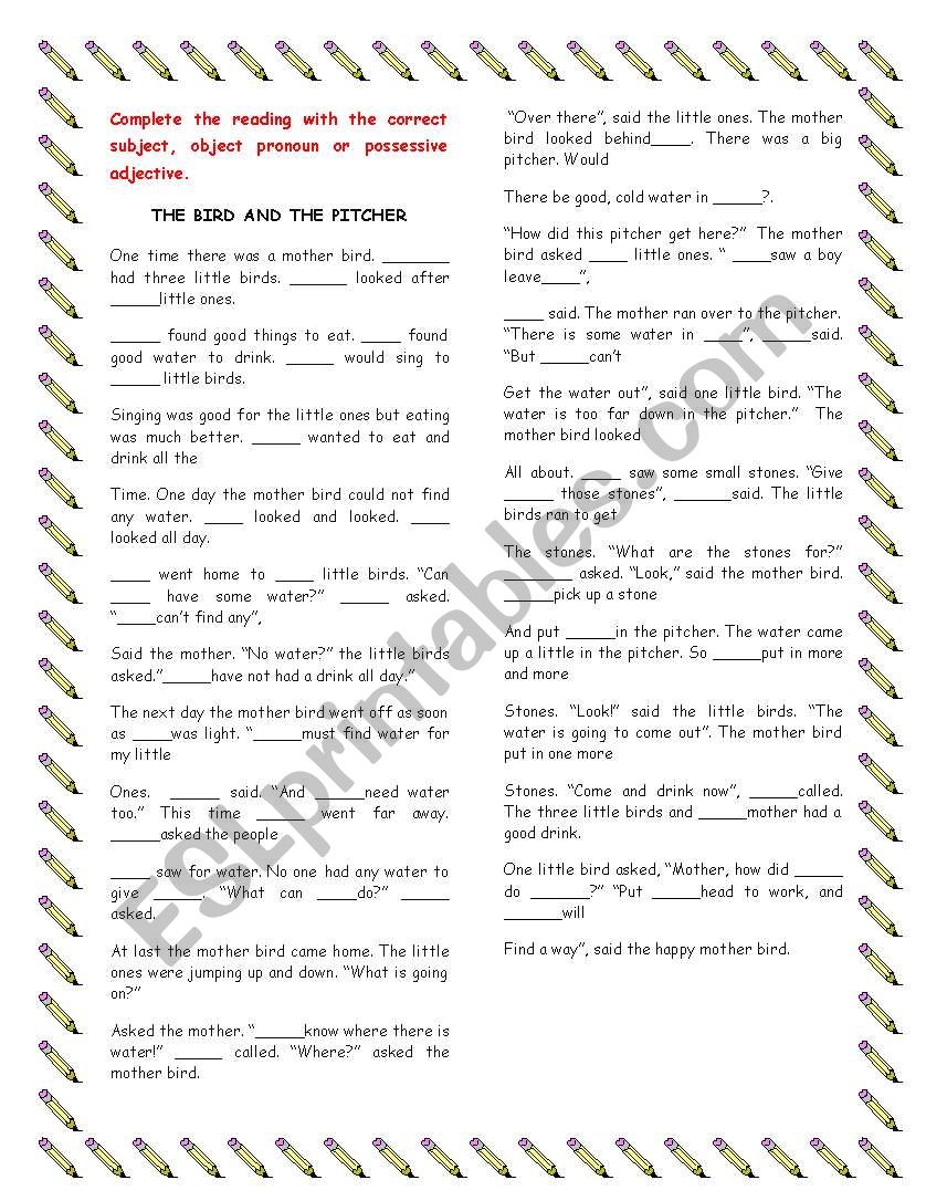 Subject and object pronouns  worksheet