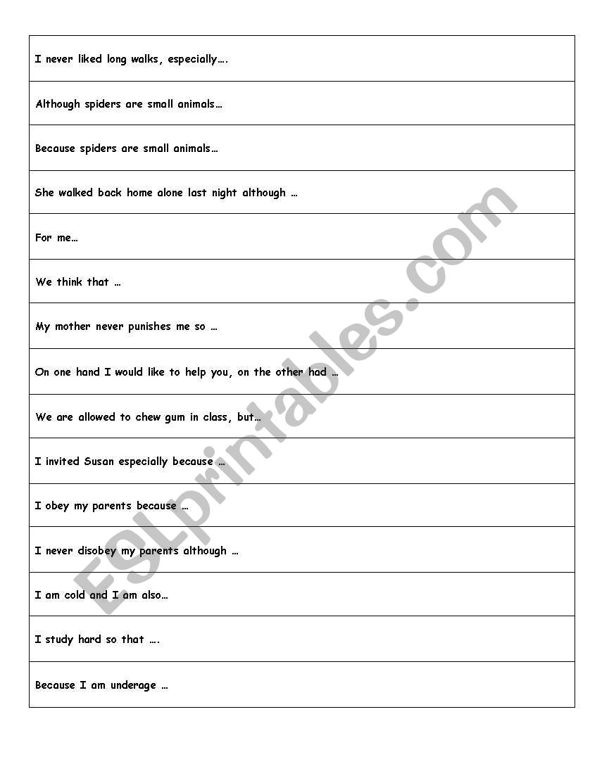 Linking words worksheet