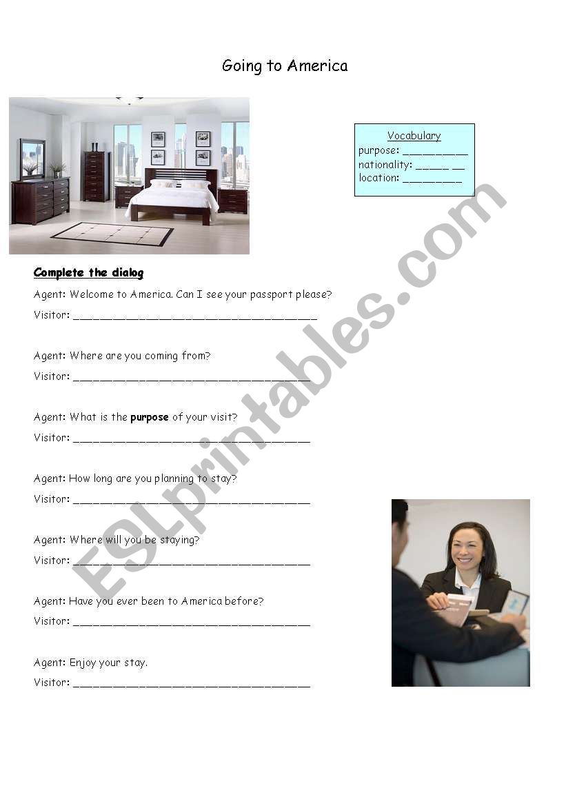 Airport Dialogue Sheet worksheet