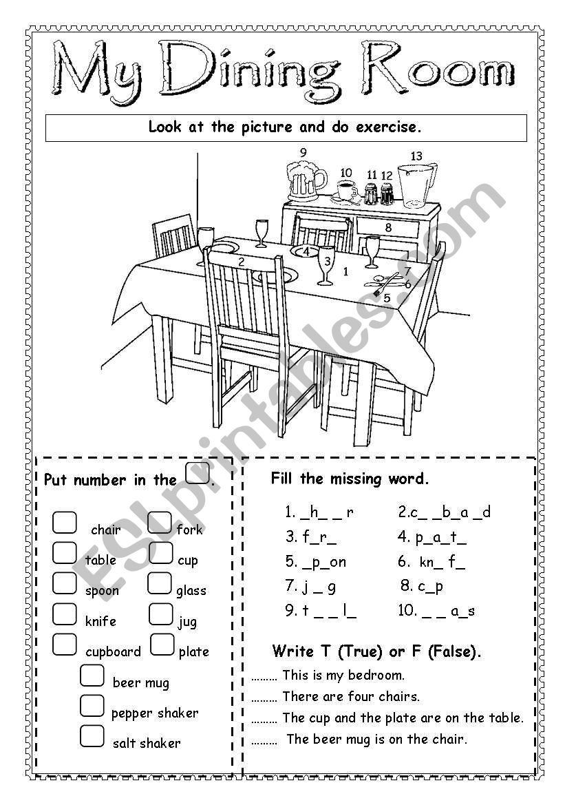 My Dining Room worksheet