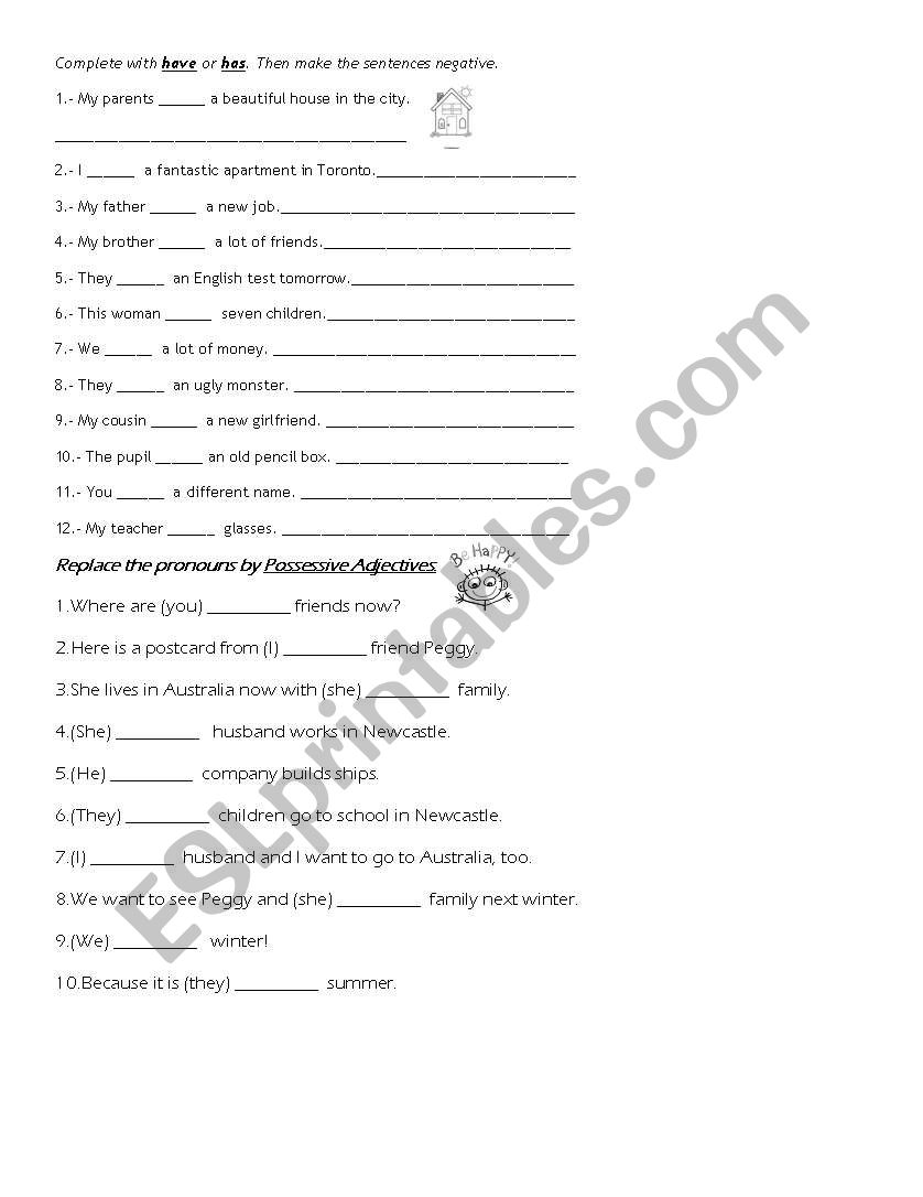 Have or has worksheet