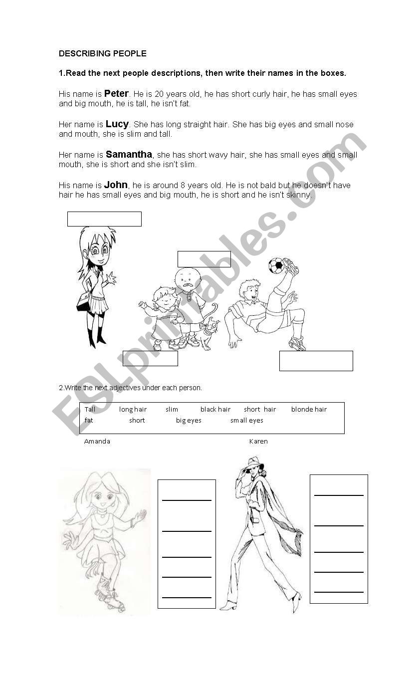 describing people worksheet