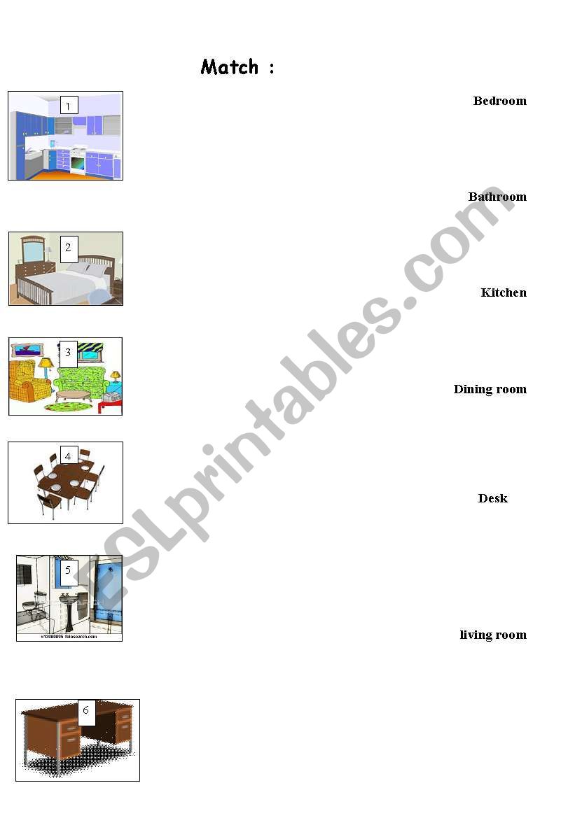 Matching excersise worksheet