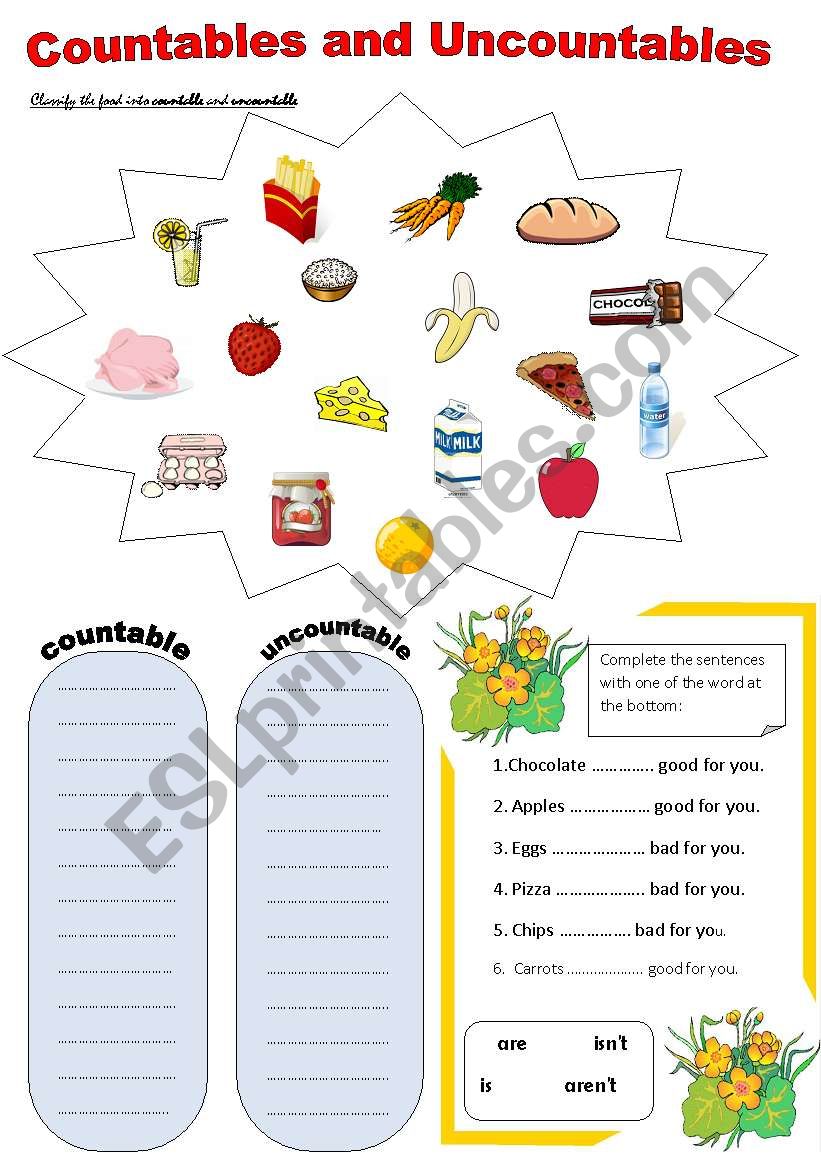 countable and uncountable worksheet