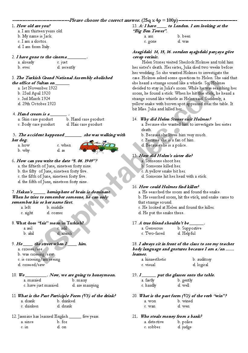 8th Grades First Term Final Test and Placement Test