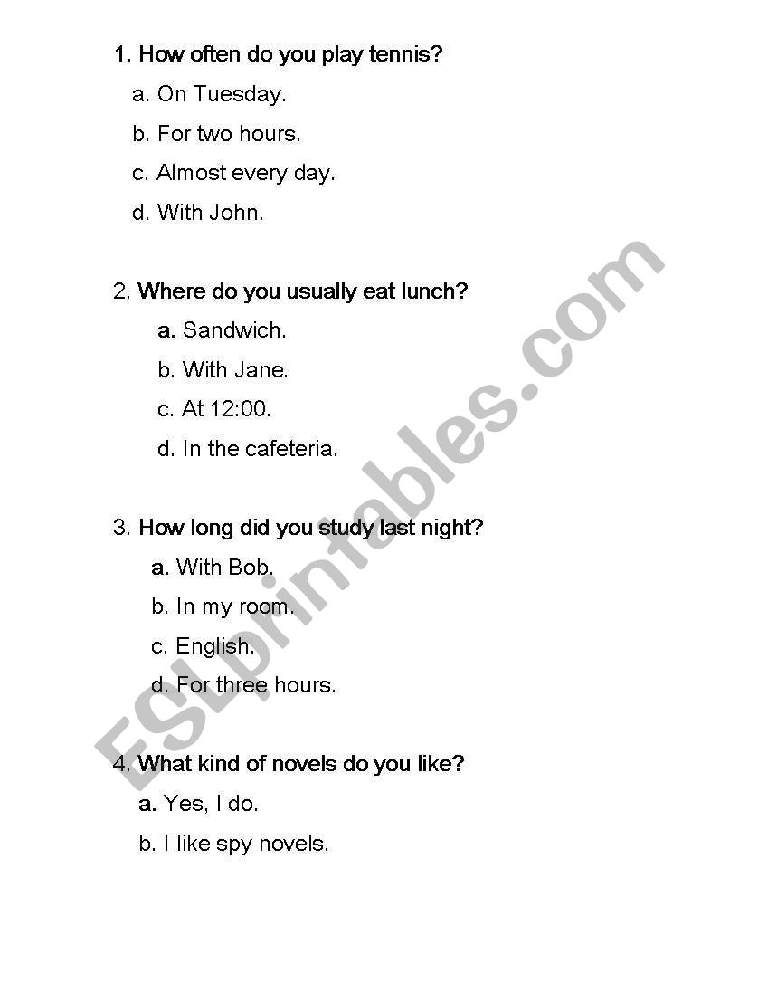 Test  worksheet