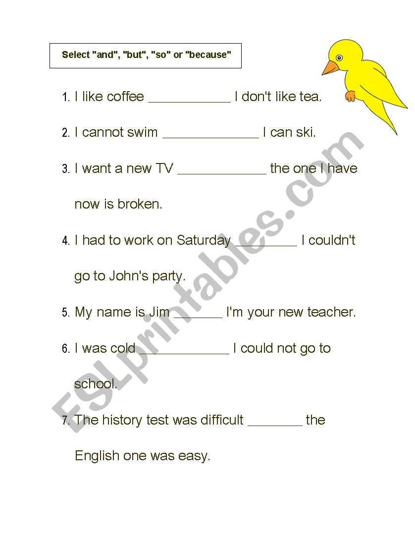 conjunction  worksheet